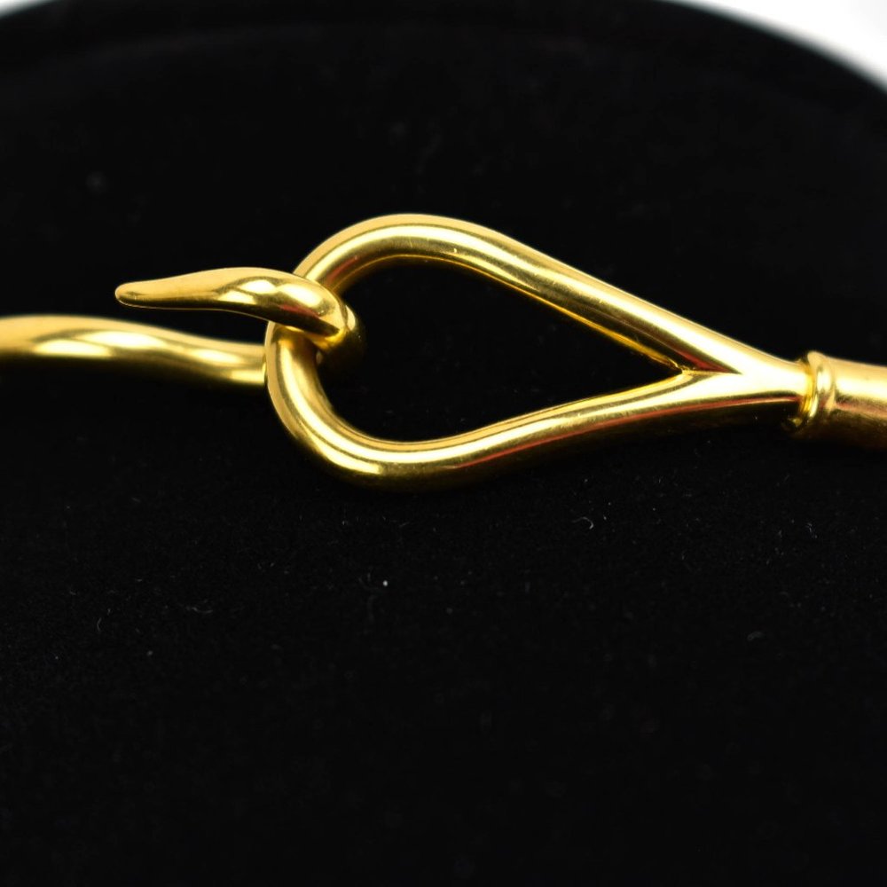 HERMES "Jumbo" Brown Leather Gold Hook Bracelet/Chocker necklace 1056 - Picture 6 of 7